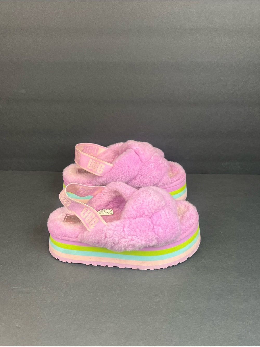 UGG Fluff Yeah pink platform sandals Size US 7 #platforms #summer